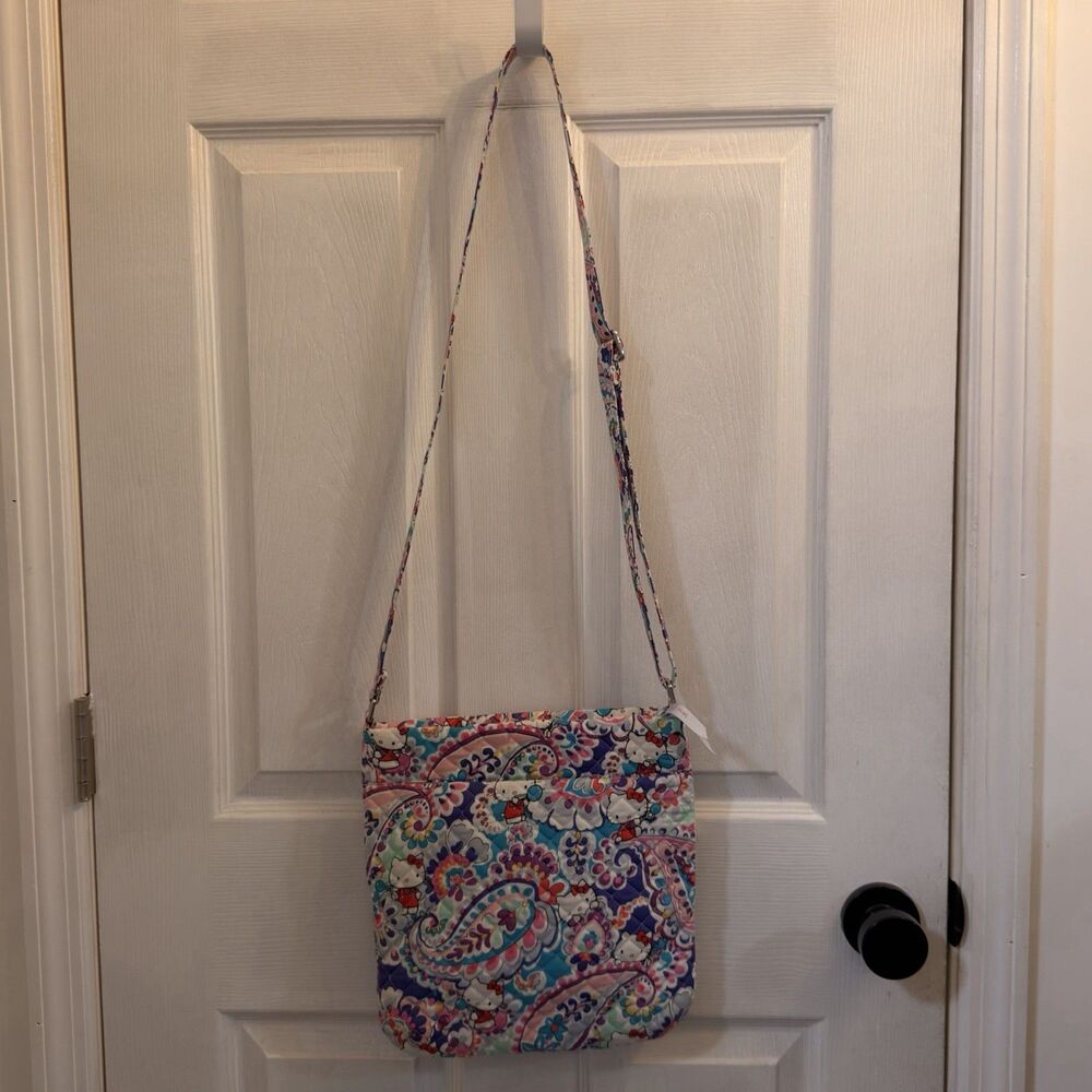 Vera Bradley Hello Kitty Paisley Triple Zip Hipster Crossbody Bag NWOT - Picture 3 of 16